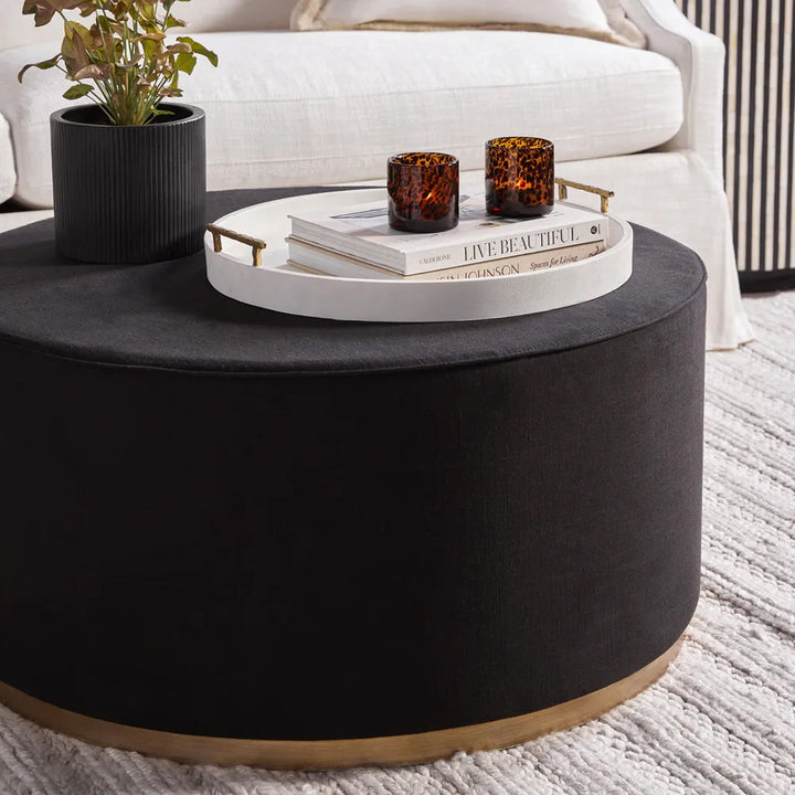 Amber Black Ottoman