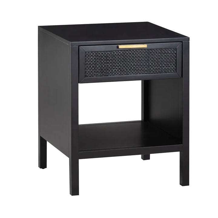 Salina Black Rattan Bedside