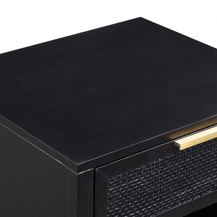 Salina Black Rattan Bedside