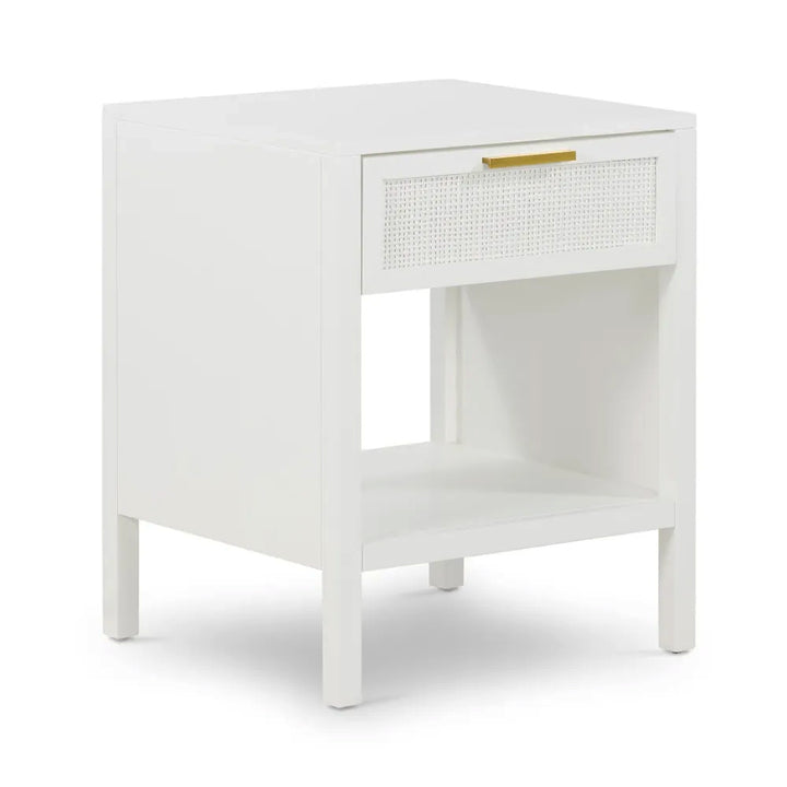 Salina White Rattan Bedside