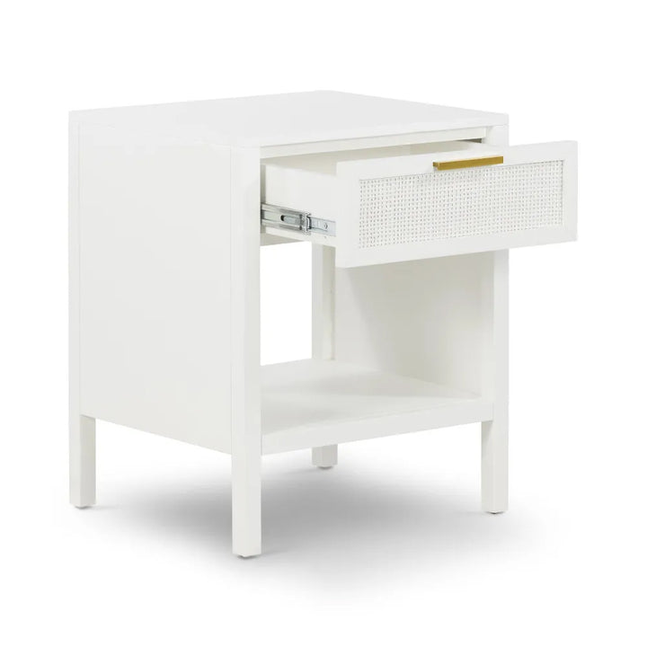 Salina White Rattan Bedside