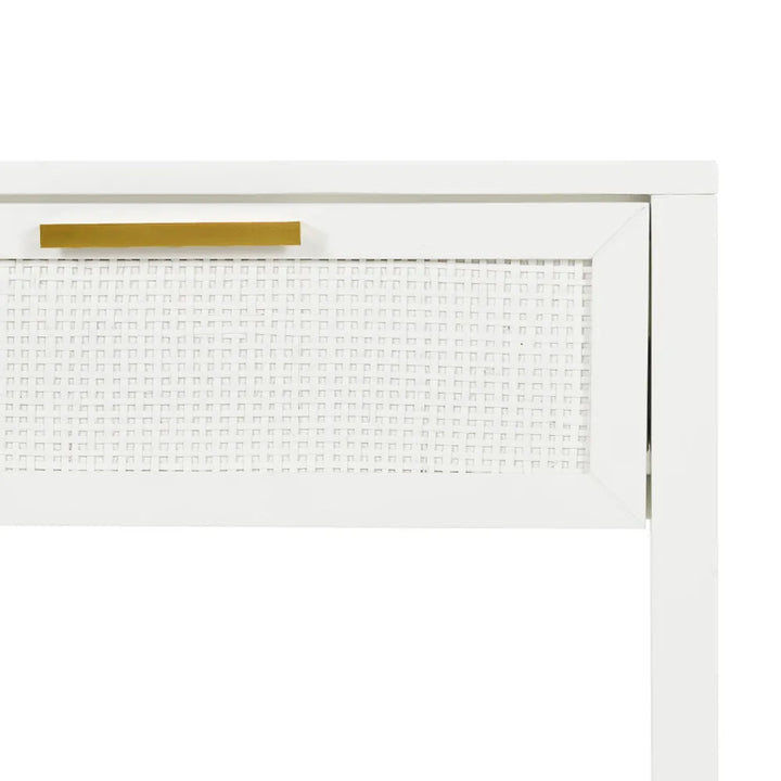 Salina White Rattan Bedside