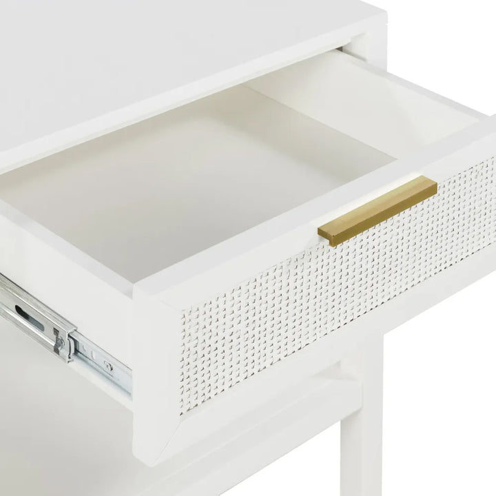 Salina White Rattan Bedside