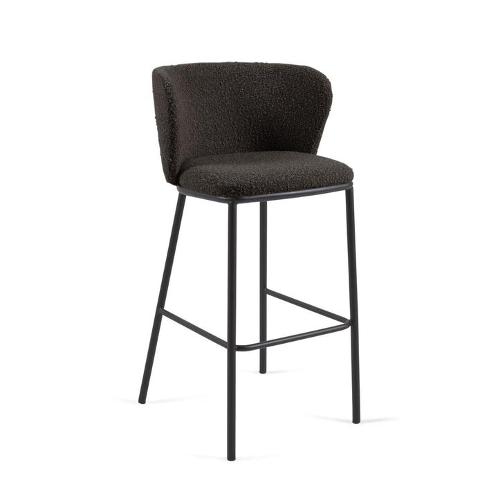 Celena Dark Grey Boucle Bar Stool