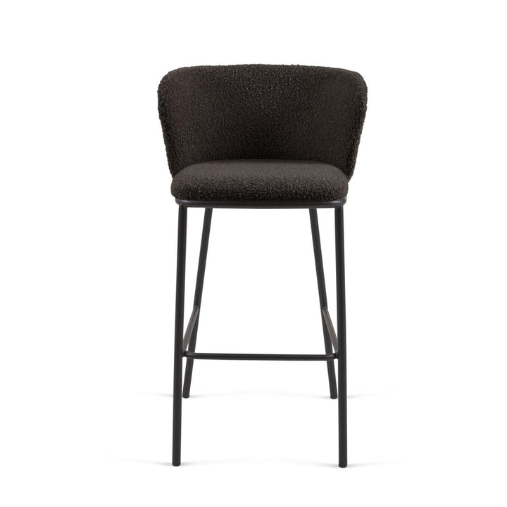 Celene Dark Grey Boucle Bar Stool