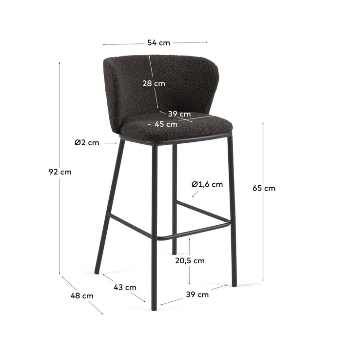 Celena Dark Grey Boucle Bar Stool