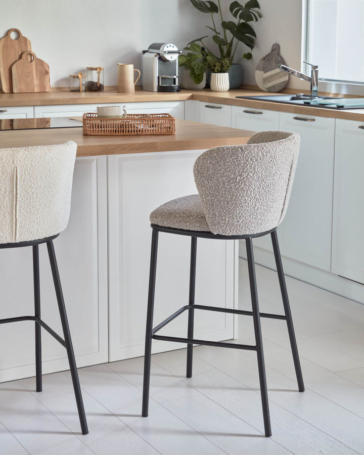 Celena Grey Boucle Bar Stool