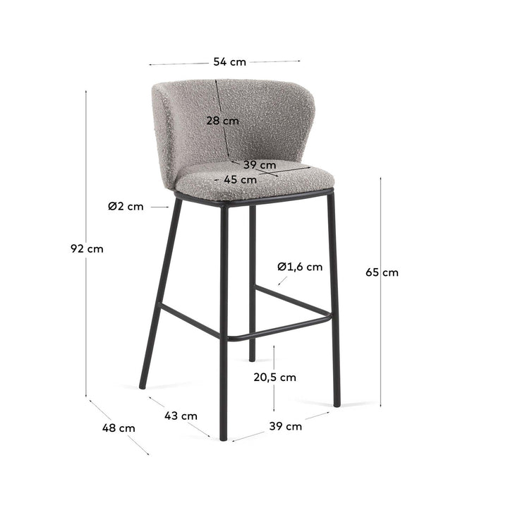 Celena Grey Boucle Bar Stool