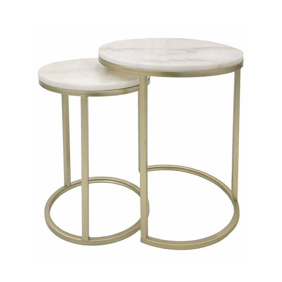 Benita Gold Marble Side Tables S/2