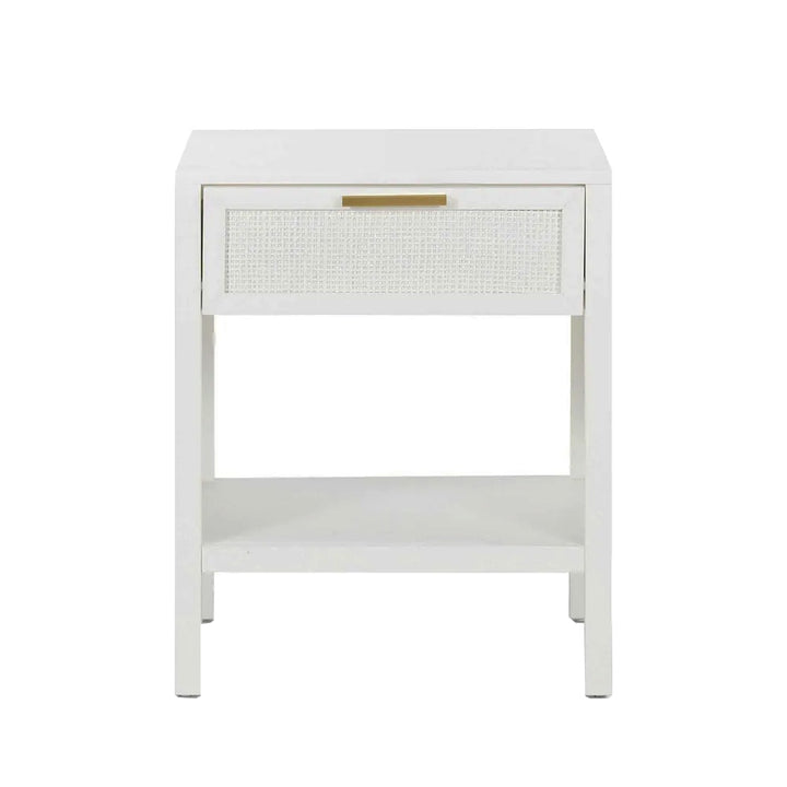 Salina White Rattan Bedside