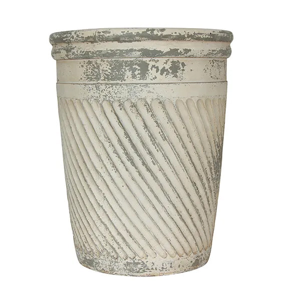 Aged Swirl Pot White