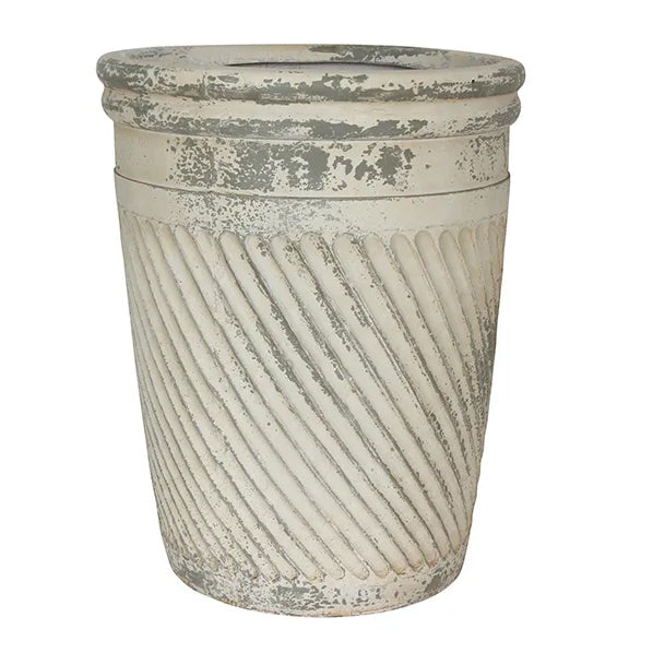 Aged Swirl Pot White