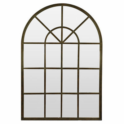 Arch Mirror with Panes Iron