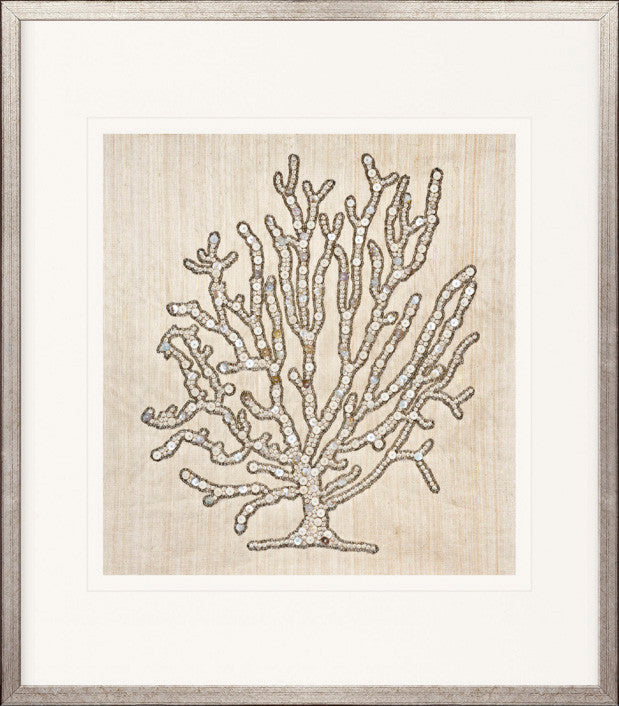 Coral Motif V (Natural) handmade textured artwork, framed