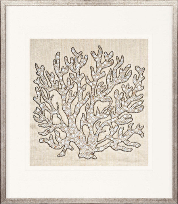 Coral Motif VI (Natural) handmade textured artwork, framed