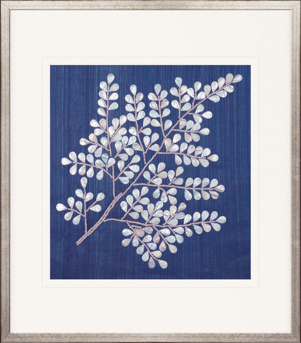 Fern Motif III handmade textured artwork, framed