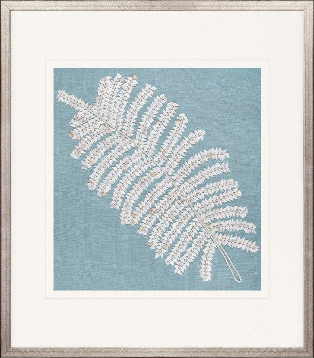 Fern Motif IV handmade textured artwork, framed