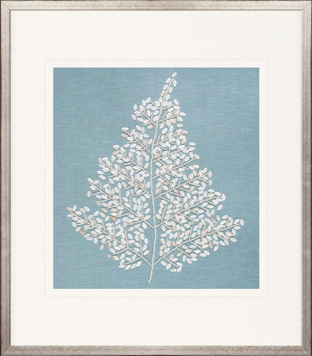 Fern Motif V handmade textured artwork, framed