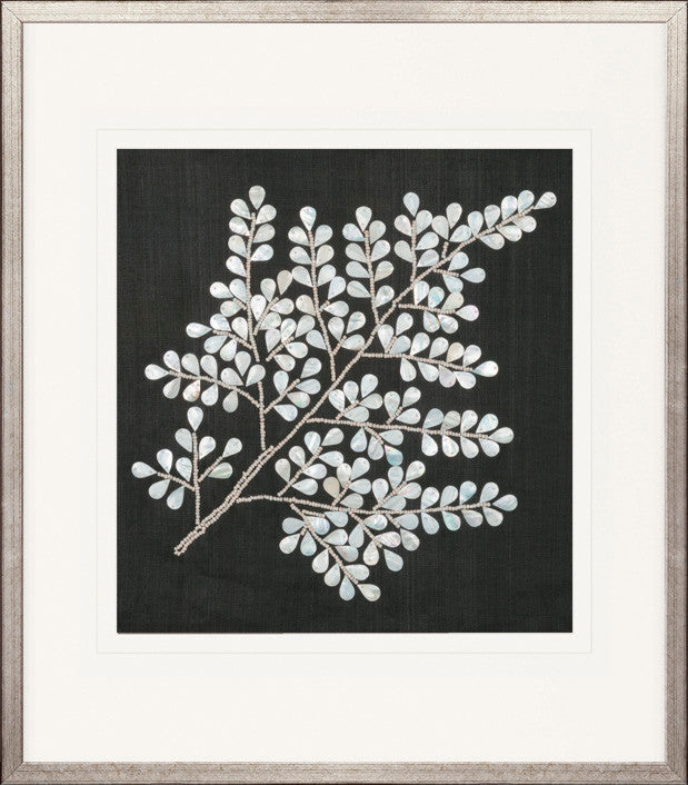 Fern Motif IX handmade textured artwork, framed