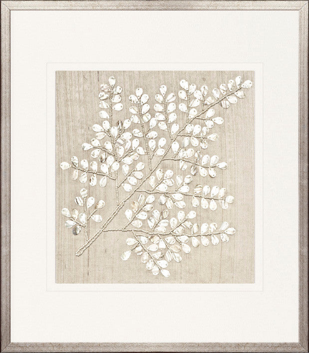 Fern Motif XII handmade textured artwork, framed