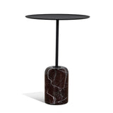 Mesa Rosso Levanto Marble Side Table Matte Black