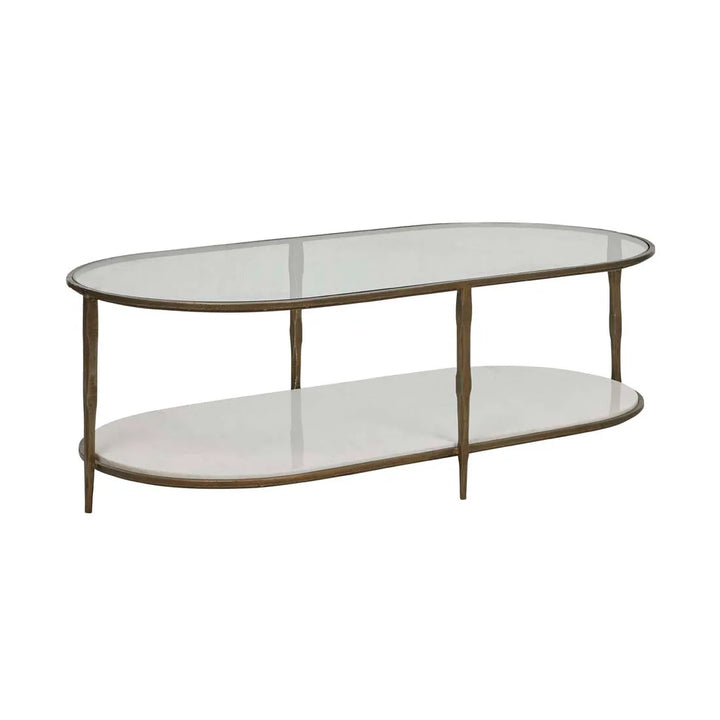 Amelie Antique Brass Oval Coffee Table