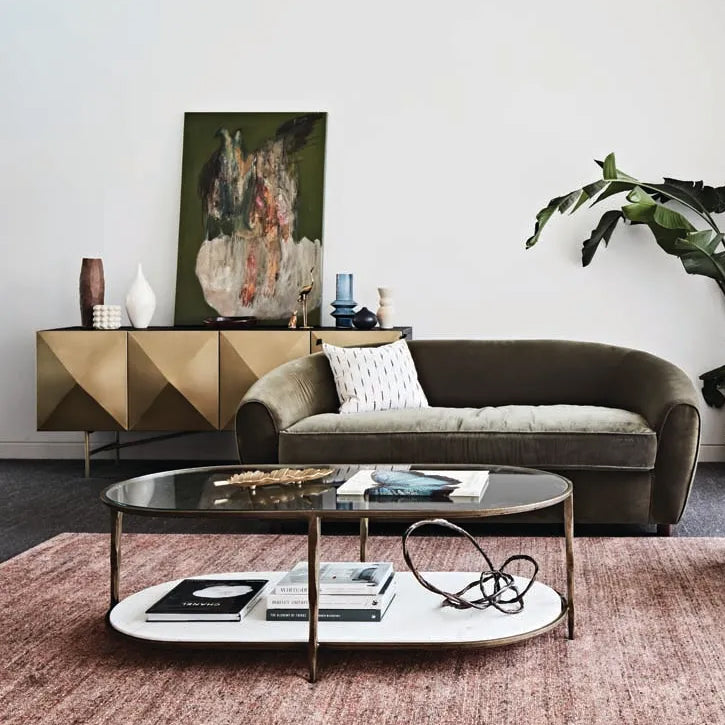 Amelie Antique Brass Oval Coffee Table