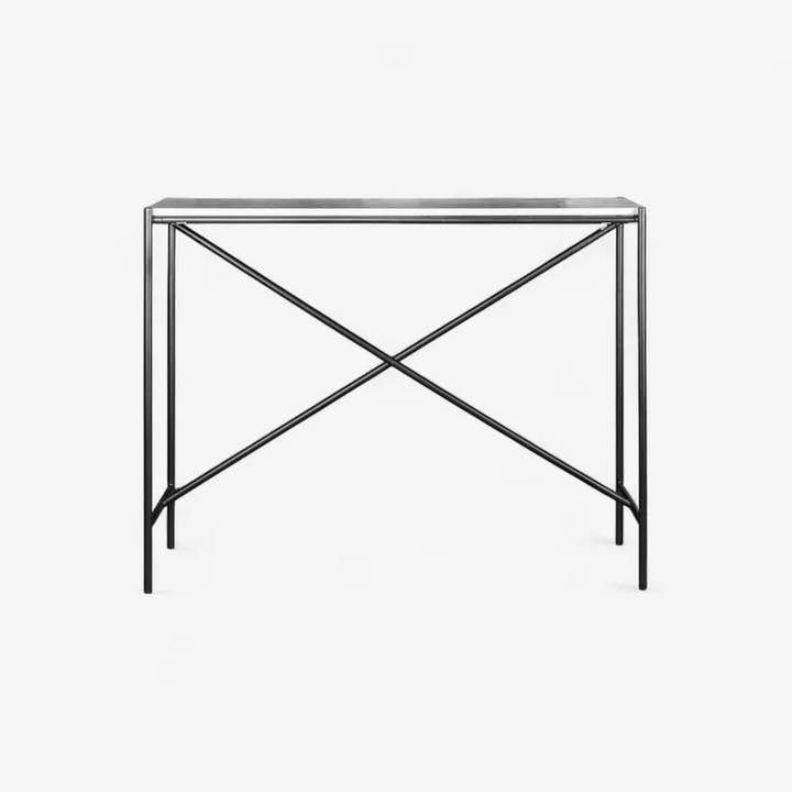 Calypso Cross Bar Iron and Marble Console