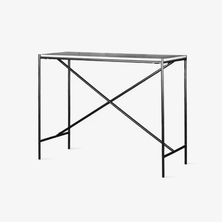 Calypso Cross Bar Iron and Marble Console