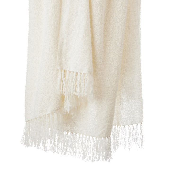 Andes boucle throw in Chalk, view 4