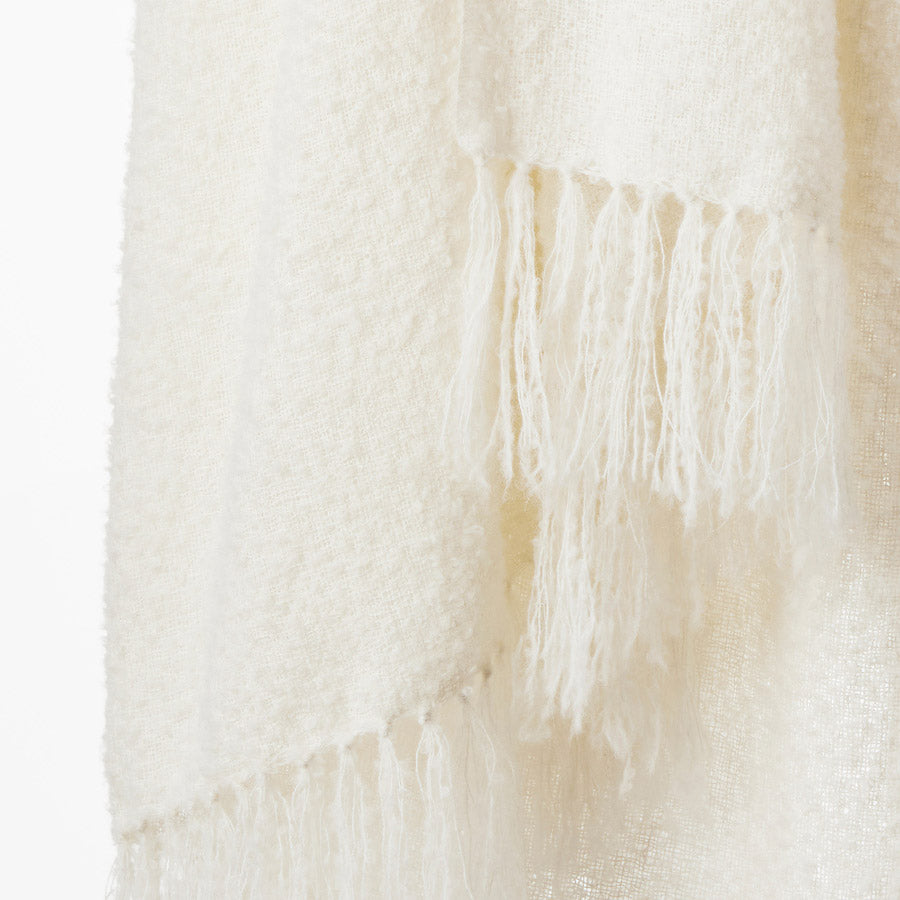 Andes boucle throw in Chalk, view 3