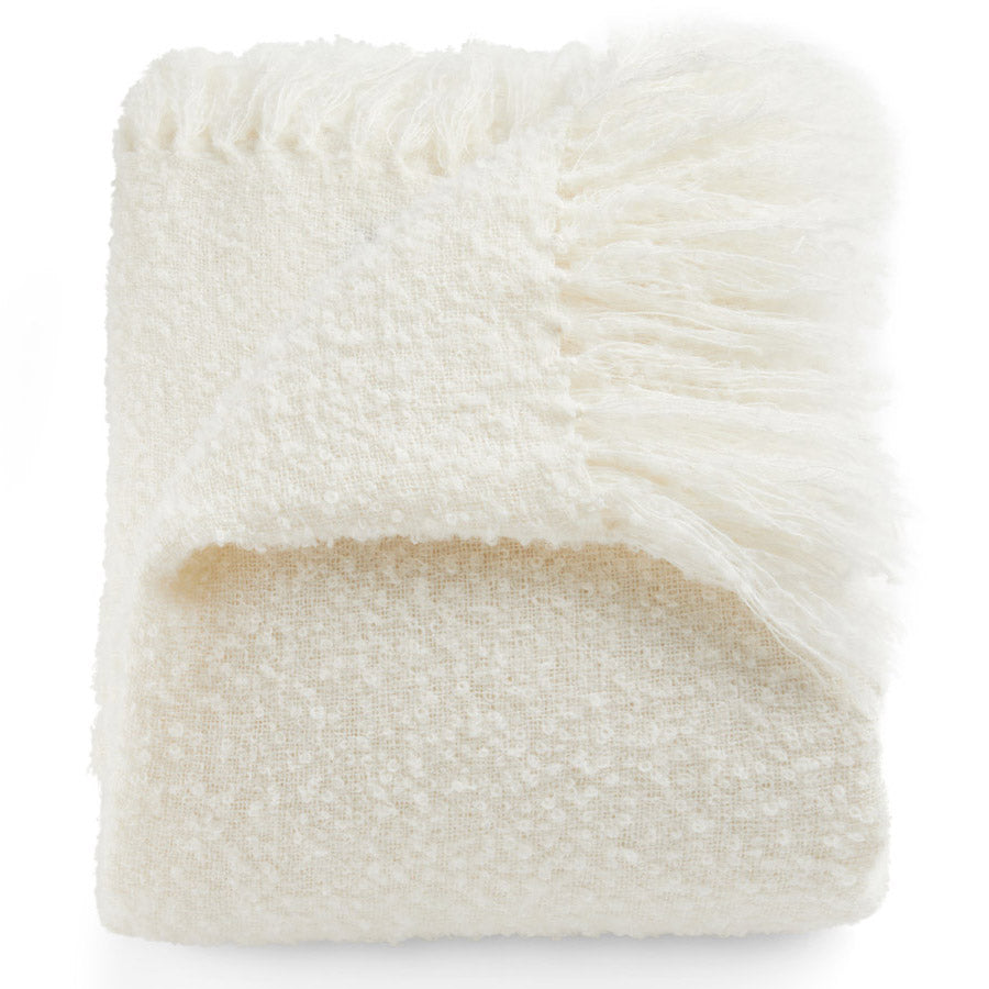 Andes alpaca and wool boucle throw in Chalk
