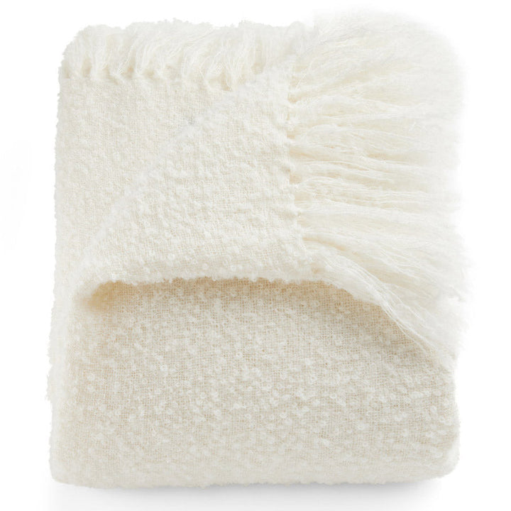 Andes alpaca and wool boucle throw in Chalk
