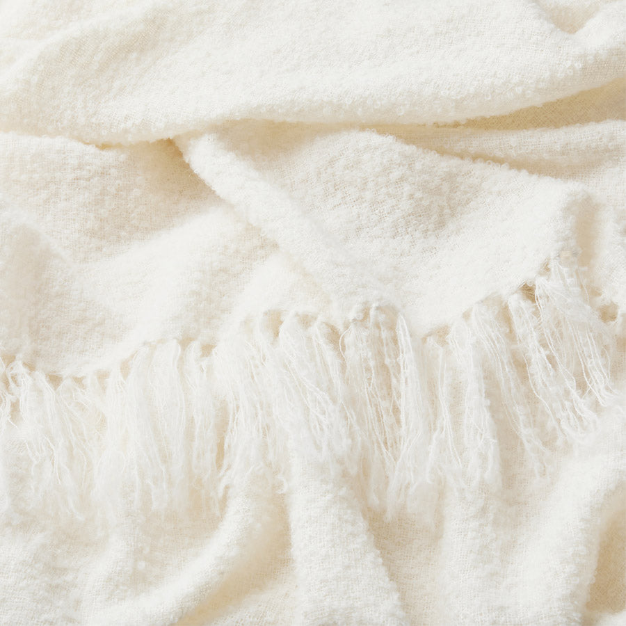 Andes boucle throw in Chalk, view 2