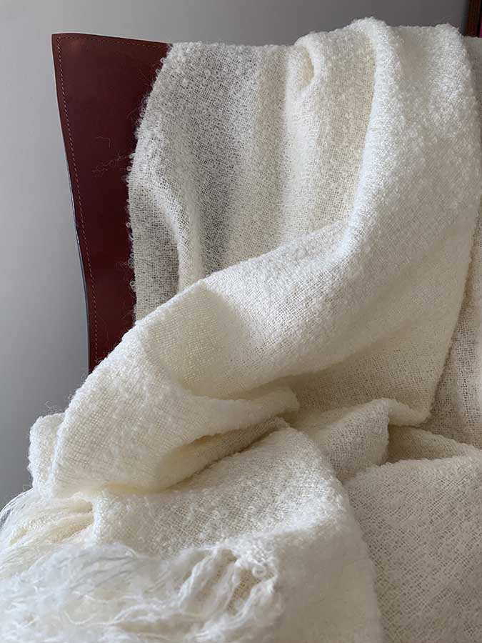 Andes boucle throw in Chalk, view 5