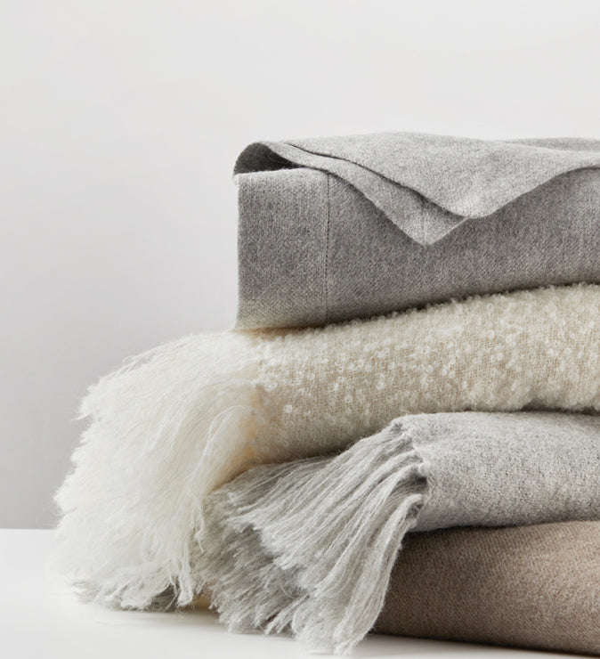 Andes boucle throw in Chalk, view 6