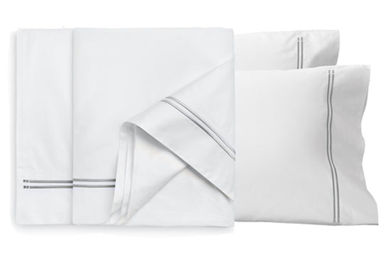 Classique grey stitch flat sheet set, view 2