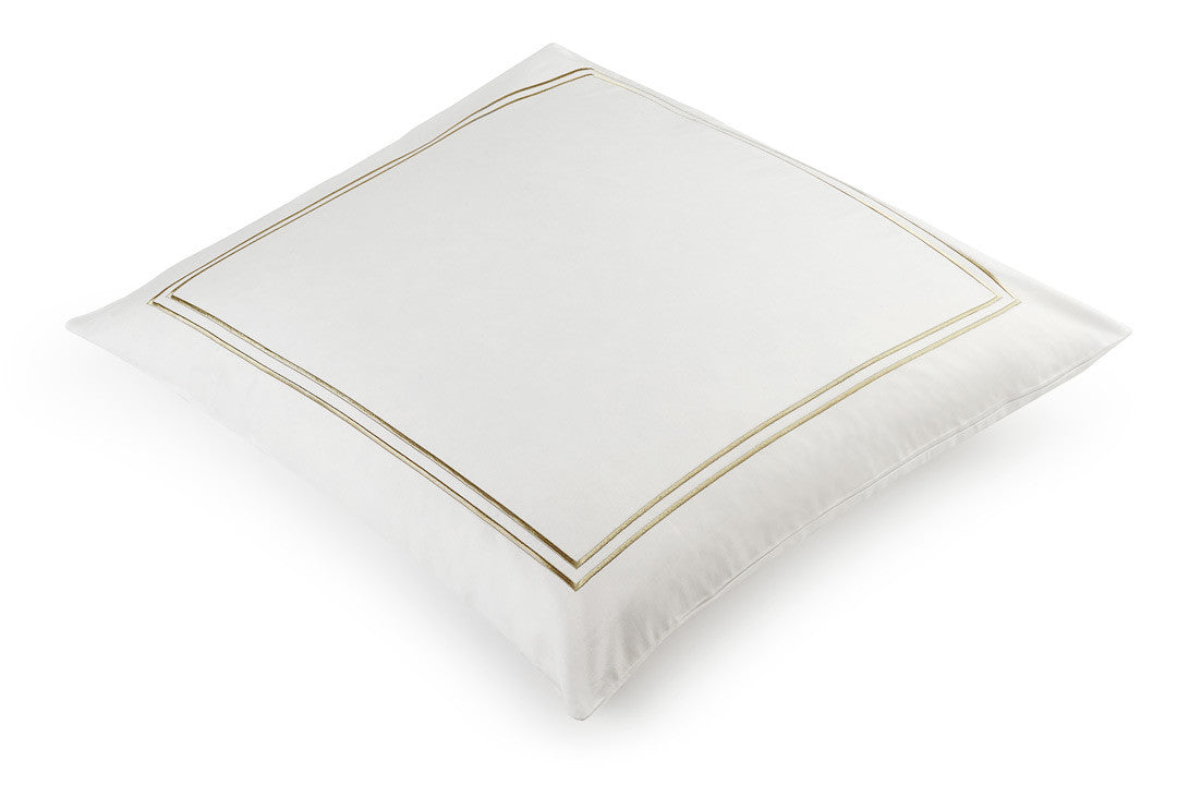 Classique white European pillowcase with pewter satin stitch