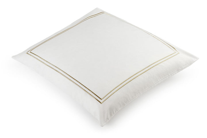 Classique white European pillowcase with pewter satin stitch