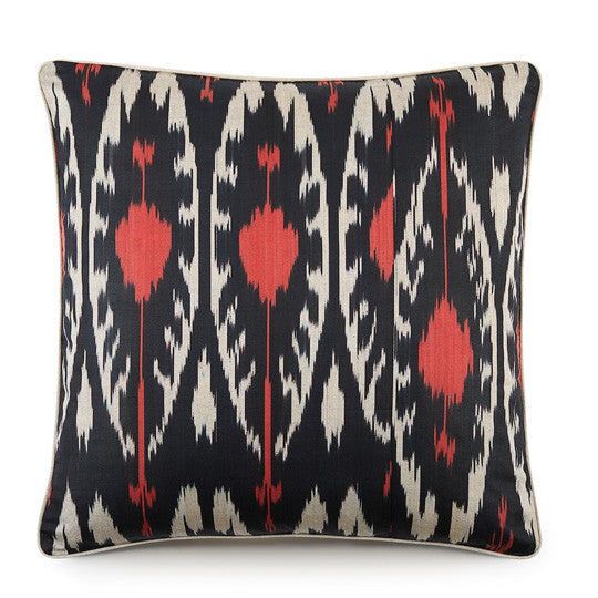 Silk Road ikat cushion in Slate Rose