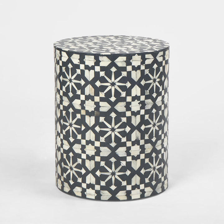 Adina Bone Inlay Side Table Grey/White