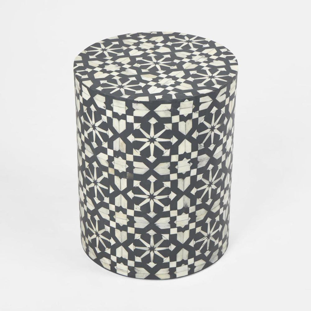 Adina Bone Inlay Side Table Grey/White