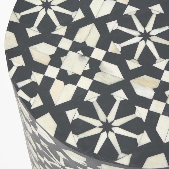 Adina Bone Inlay Side Table Grey/White