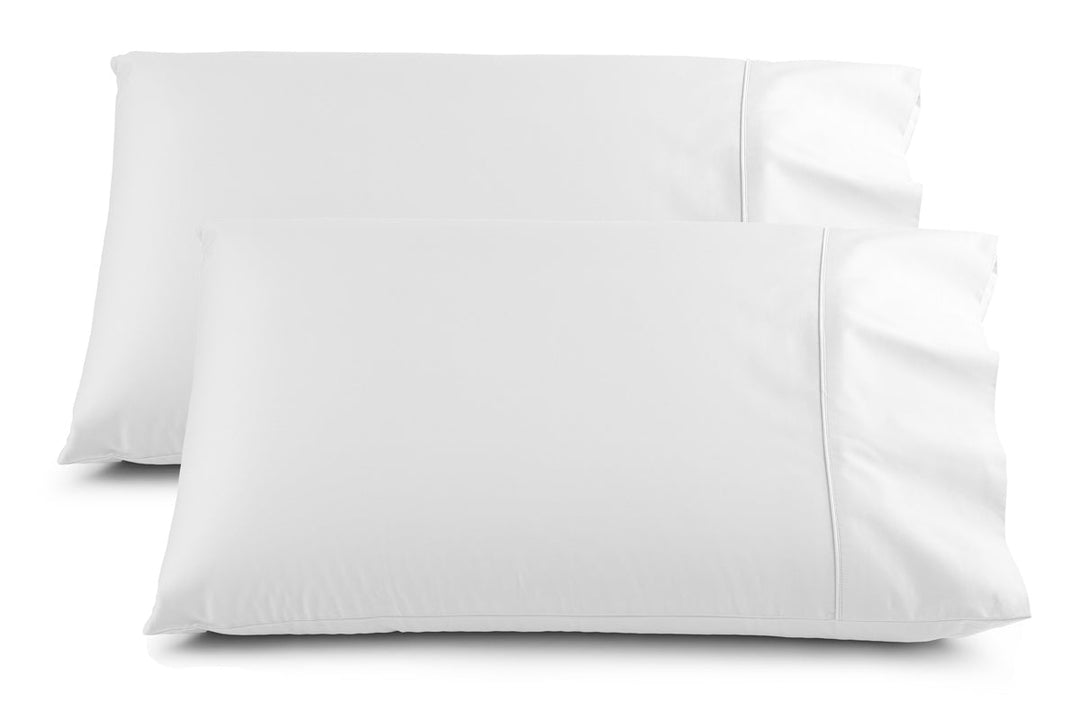 White cotton sateen cuffed King pillowcases