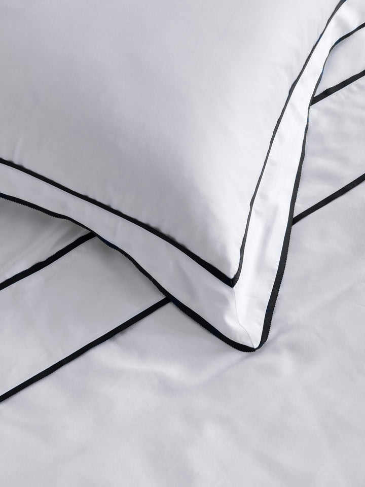 Grosgrain Black Egyptian Cotton Tailored Pillowcases