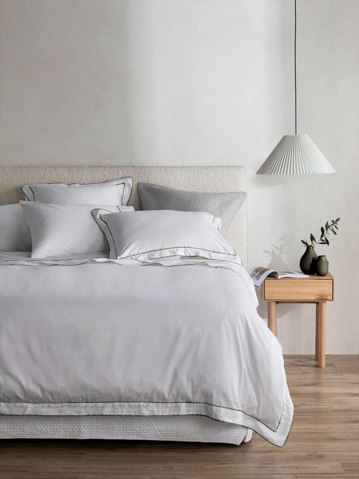 Grosgrain Olive Egyptian Cotton Tailored Pillowcases