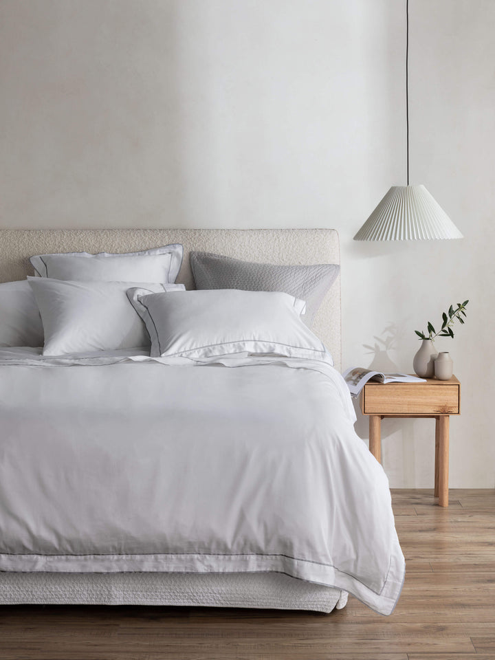 Grosgrain Silver Egyptian Cotton Tailored Pillowcases