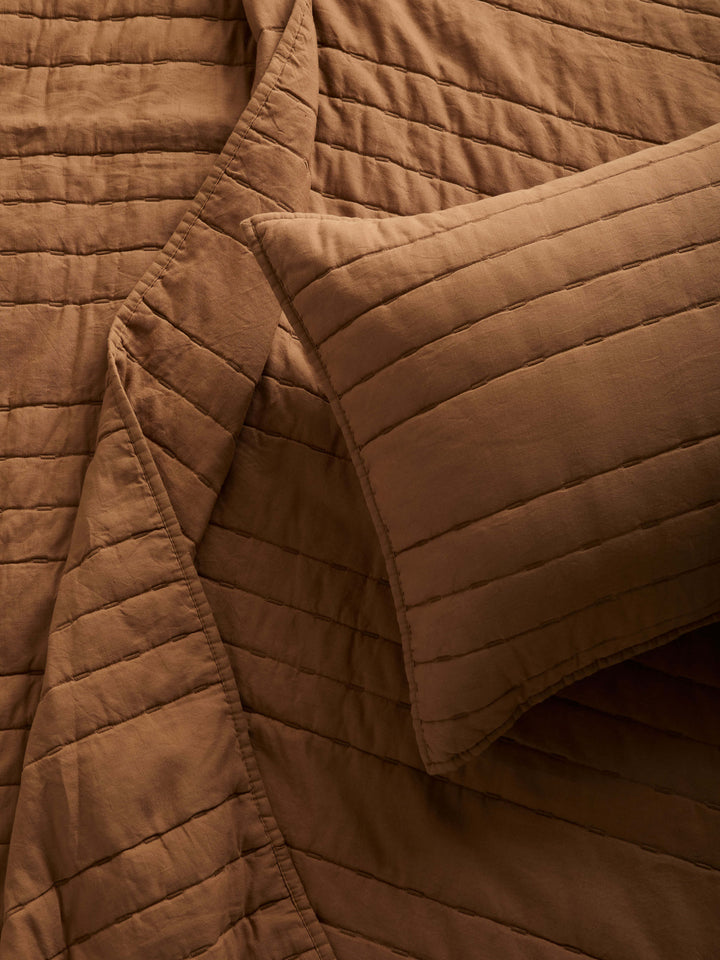 Kemble Caramel Linen & Cotton Quilt