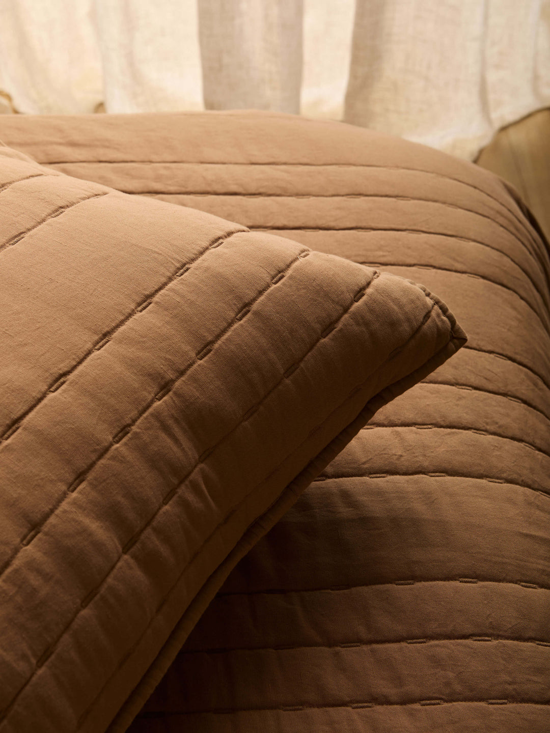 Kemble Caramel Linen & Cotton Quilt