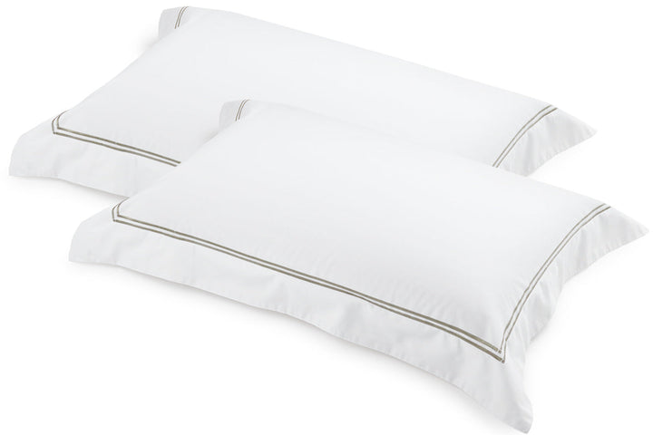 Classique King pillowcases with pewter satin stitch